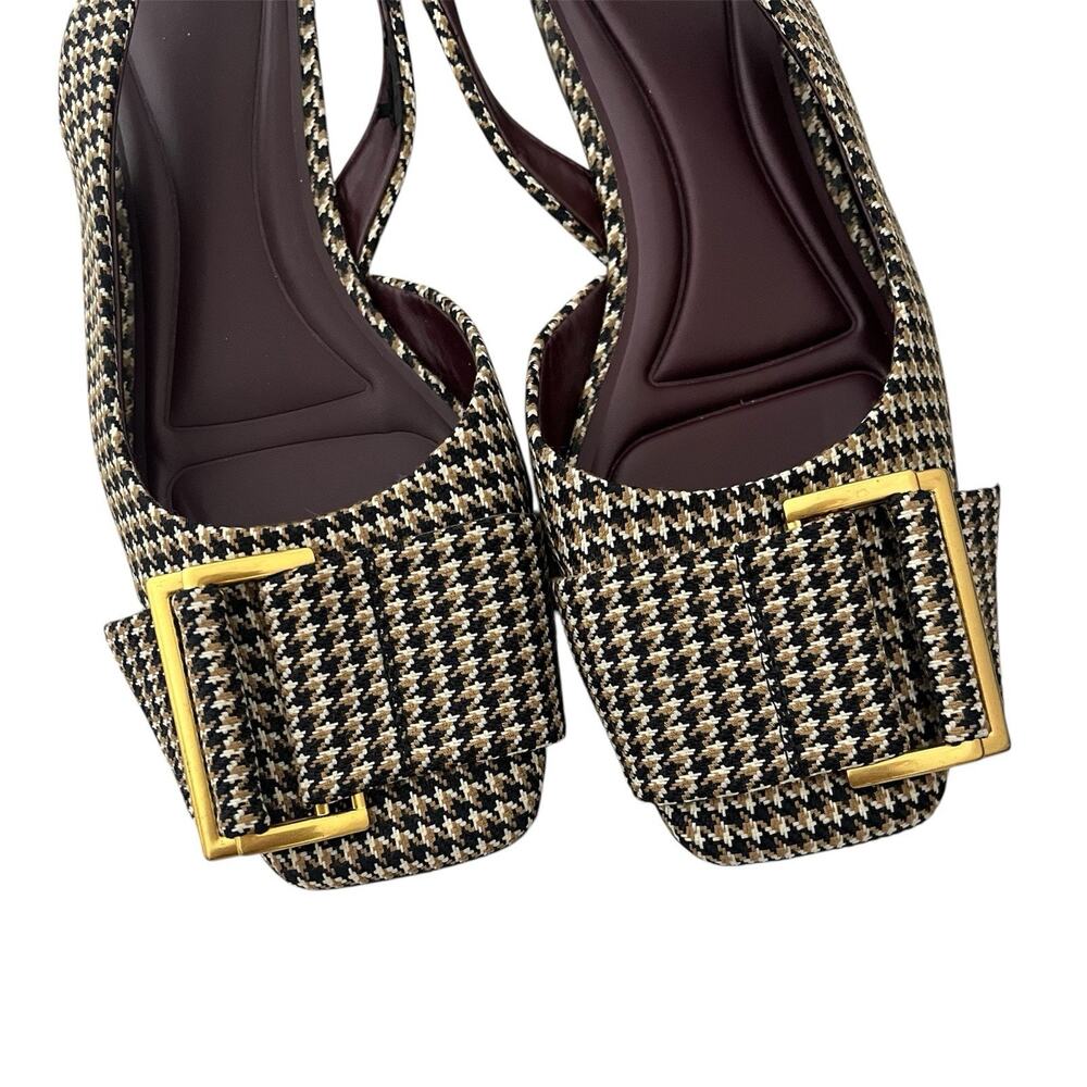 Sarto Tracy Slingback Flats Size 8.5 Houndstooth Buckle Preppy Classic Chic - Picture 7 of 9